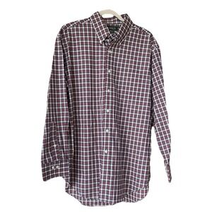 Lauren Ralph Lauren Mens Red Plaid Classic Fit Non Iron Button Down 17 32/33 New